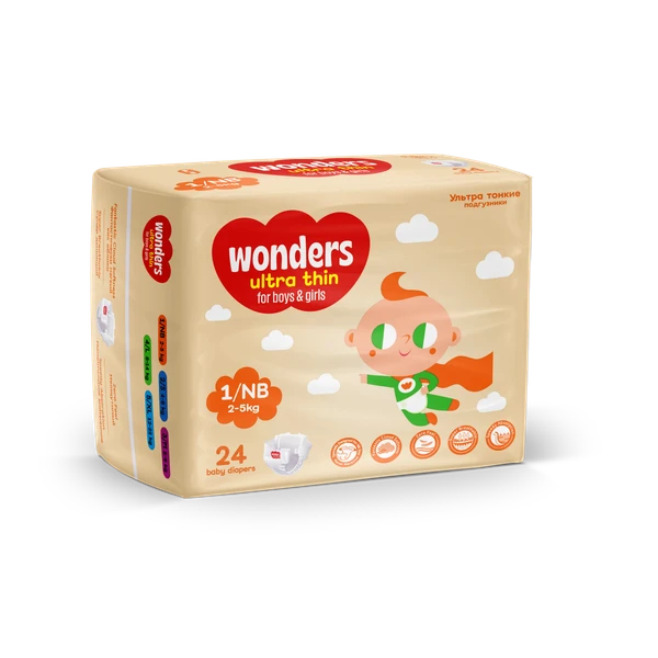 Подгузники WONDERS UT (2-5 кг) NB24